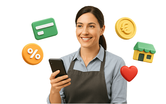 Commerciante con smartphone